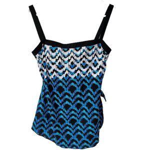 Rose Marie Reid One Piece Swimsuit 18W Women's Blue Detachable Straps Faux Skirt